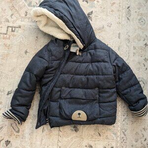 Toddler winter jacket with sherpa hoodie, size: 98 cm (ideal for 2-3 year old)